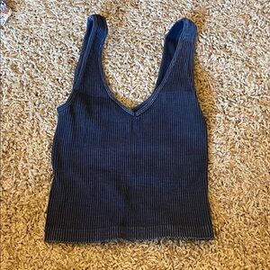 Nikibiki Ribbed V-Neck Tank Top - Navy Blue